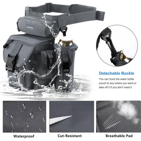 Drop Leg Bag for Men Tactical Metal Detecting Thigh Pack with Water Bottle Pouch - Picture 4 of 7